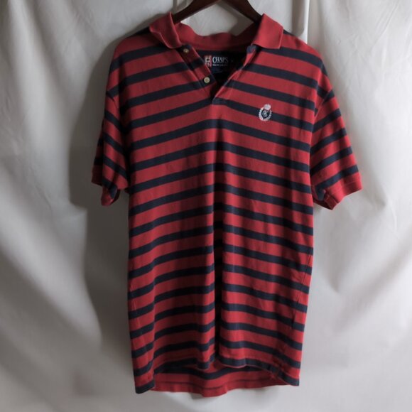 Vintage Ralph Lauren x Chaps Red/Navy Striped Polo White Pony, Medium - Picture 1 of 6